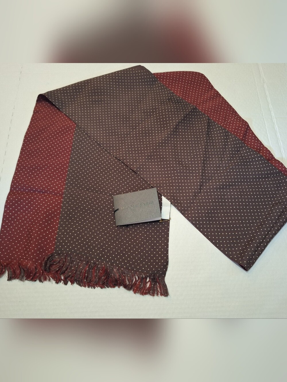 Nicole Farhi Ploka Dot Silk Twill Scarf Salesman Sample NWT